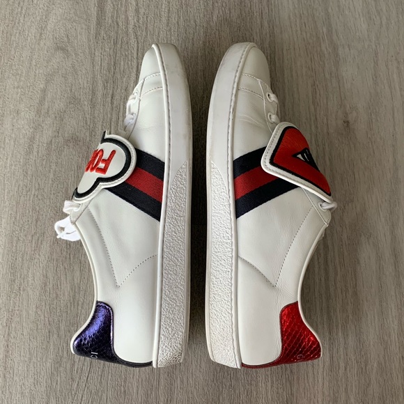 Gucci Ace Blind For Love With Removable Patches Leather Sneaker Size US 8,5 - Picture 13 of 14